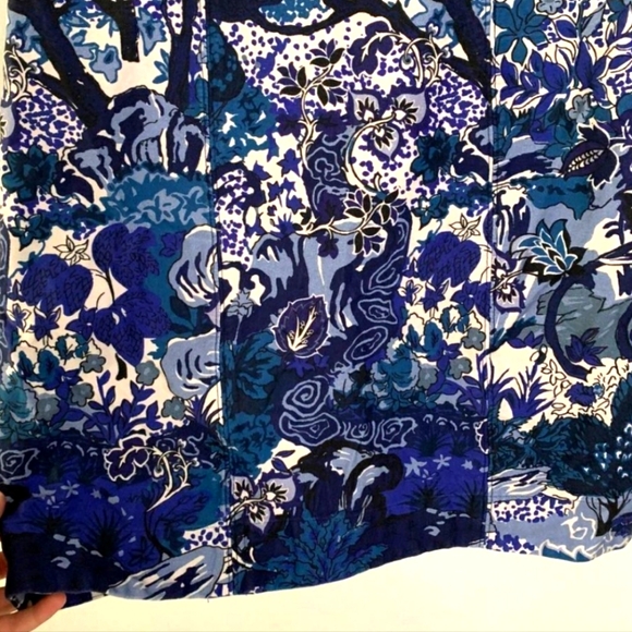 Anthropologie Maeve Savannah Floral Shift Mini Dress Size 2 Blue Cotton Pullover - Picture 6 of 8